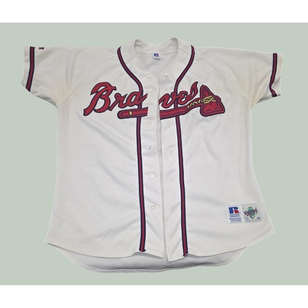 Russell Athletic Diamond Collection Atlanta Braves Jersey Men's 48 White NWOT